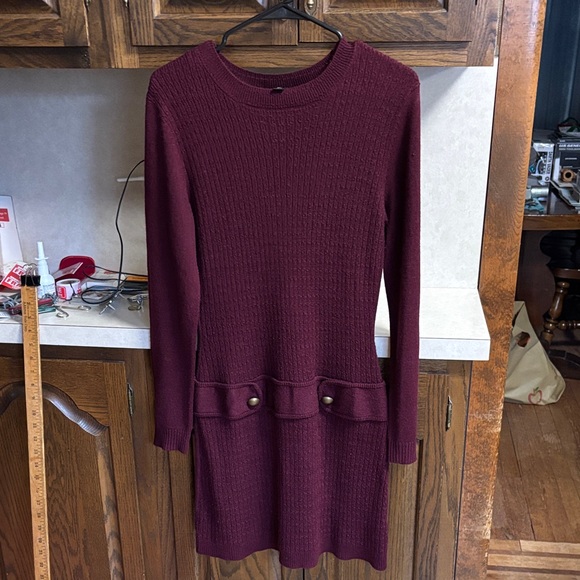 Iz Byer Dresses & Skirts - Iz Byer Long Sleeve Knit Dress in Wine